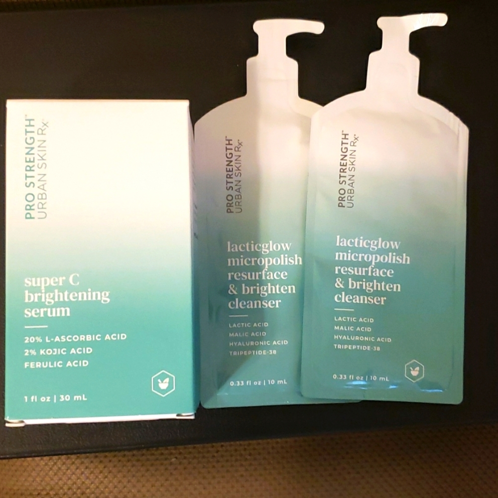 Urban Skin RX Super C Brightening Serum, lacticglow micropolish resurface